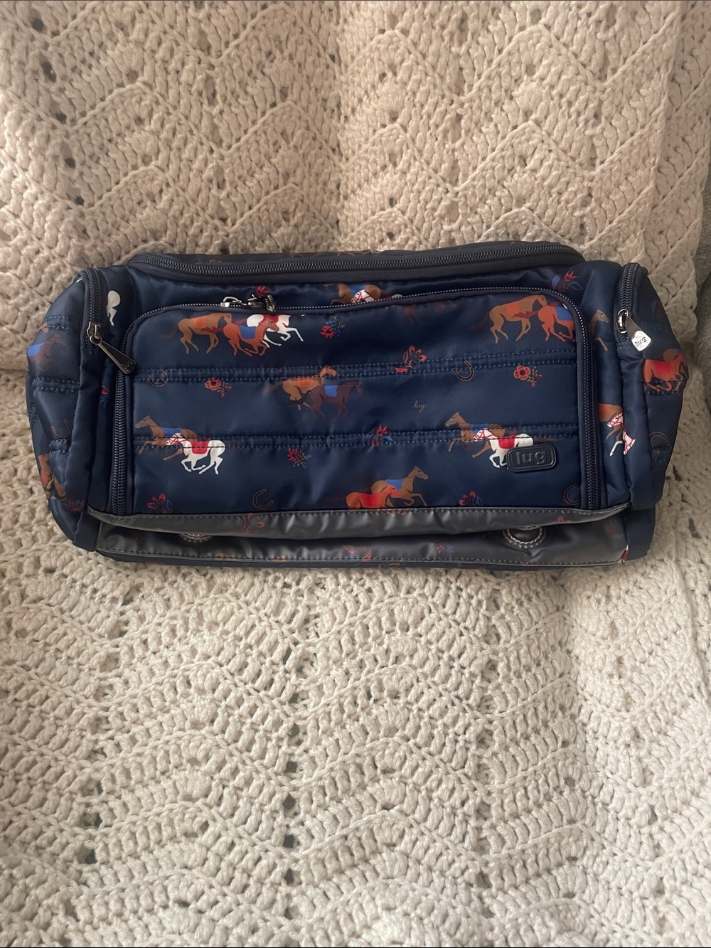 Lug Trolley XL 3 pc Horses Navy